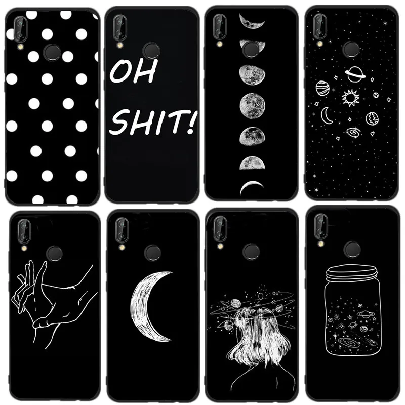 Matte Silicon Case For Huawei P20 Lite Cases Mate 10 P10 P8 P9 Mini 2017 P Smart Cartoon Milky Way Full Back Cover |