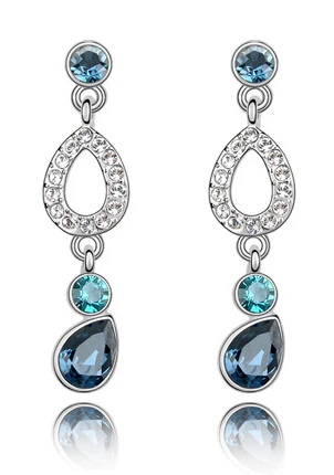 free shipping ! 2014 NEW top quality vogue crystal geometry ear stud women costume jewelry ink blue colour E3304-1 | Украшения и