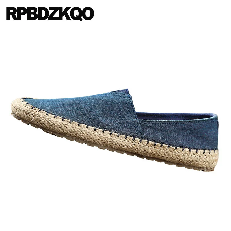 European Slip On Plus Size Espadrilles Summer Beach 11 46 Big Runway Large Italian Men Canvas Shoes Casual Blue Black Hemp Woven | Обувь