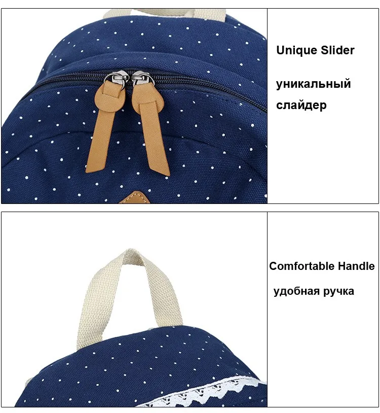 Fashion Women Backpack for School Teenagers Girls Vintage Stylish Ladies Bag Backpack Female Purple Dotted Printing School Bags