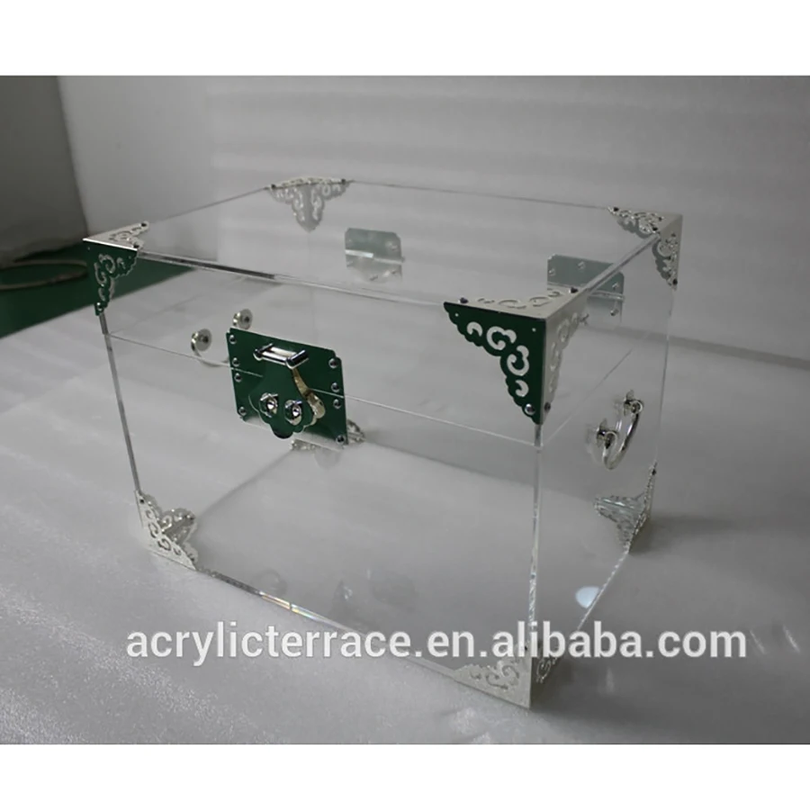 ONELUX Clear Acrylic Storage Chest, Lucite Trunk Coffee Table with 2 Metal Color Options image 4
