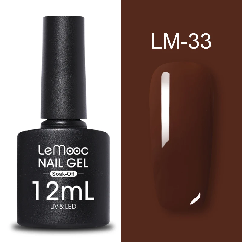LM-33 LEMOOC, 12 мл, Гель-лак для ногтей, гибридный лак, все для маникюра, блеск для ногтей, верхнее Базовое покрытие, UV Vernis, Полупостоянный лак для ногтей - Цвет: LM-33