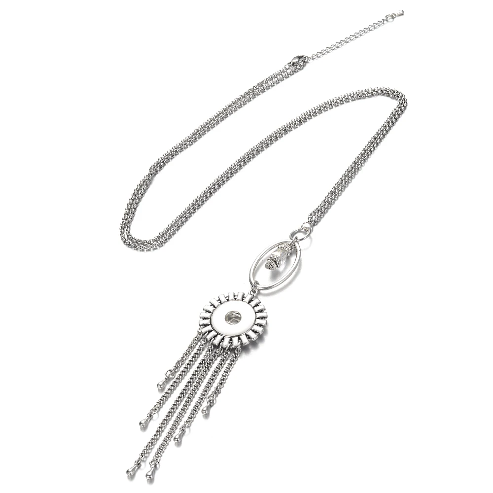 Tassel Pendant Цепочки и ожерелья подходит 18 мм Gingersnaps с 80 см Нержавеющая сталь цепи NN