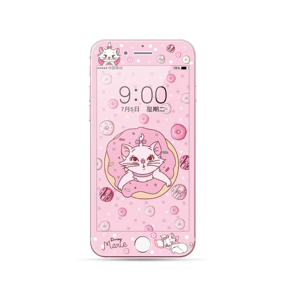 Закаленное защитное стекло для экрана с единорогом для iPhone 7, 8 Plus, 6, 6 S Plus, Elmo Cat, милый мультяшный котенок, 3D, 9 H, HD, полное покрытие, пленка SJ40 - Цвет: 150