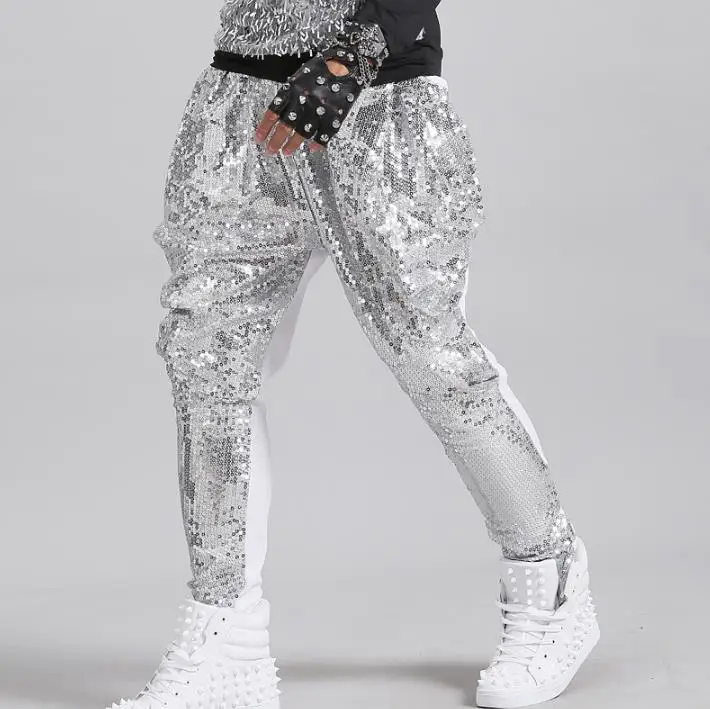 Шаровары мужские сценические мотоциклетные брюки с блестками модные штаны для