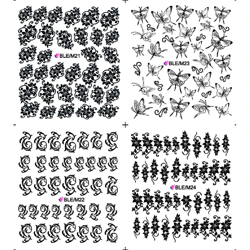 4 упаковки/партия полный Чехол черный цветок лоза трава Бабочка татуировки
