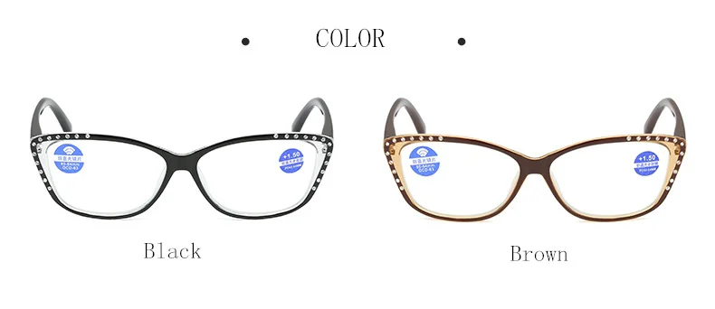 UVLAIK Women's Blue Light Blocking Glasses Ladies Anti-blue light Reading Glasses With Diamonds High-grade Spring Feet Eyewear