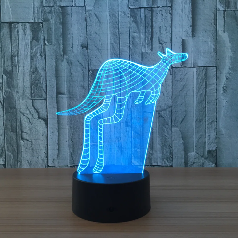 3D лампа 7 цветов kangaroo Светодиодные ночные лампы для детей сенсорные светодиодные