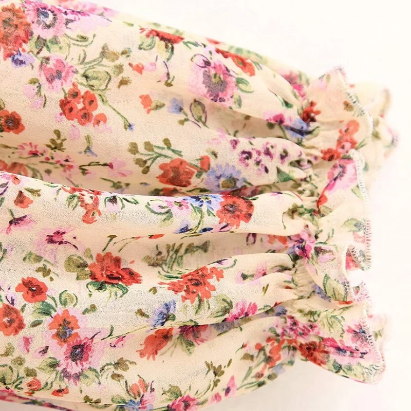 Новая женская модная маленькая шифоновая рубашка Блузки с цветочным принтом