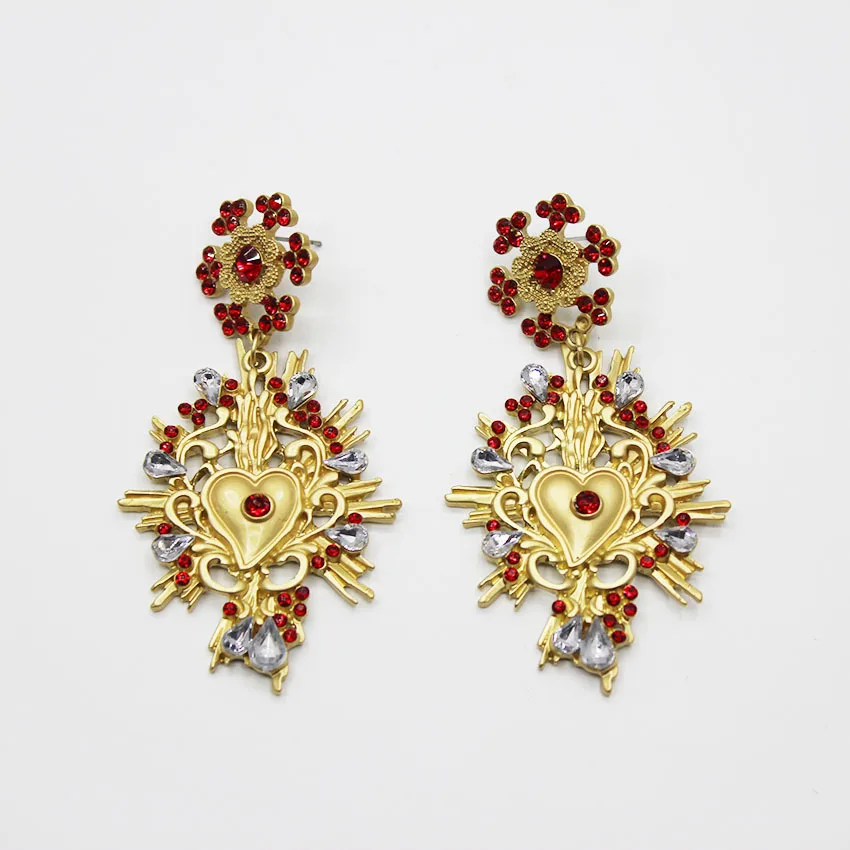 Женские серьги в стиле барокко красные Винтажные с кристаллами 370|earrings gift|women