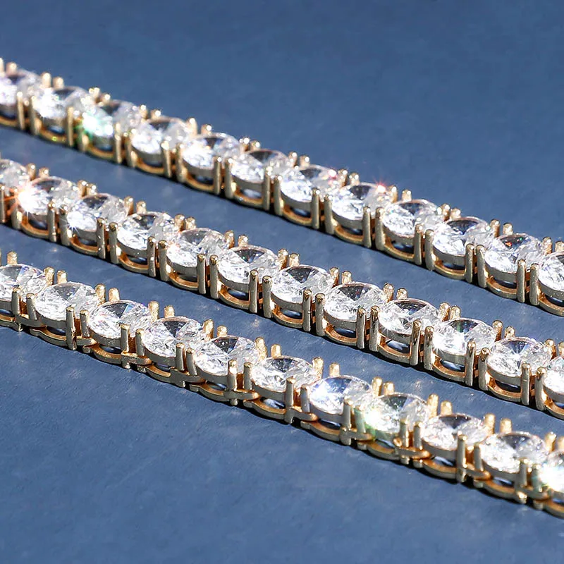 GUCY, новинка, 925 пробы, серебро, 4 мм и 6 мм, мужское ожерелье, Bling CZ Iced Out, хип-хоп звено, теннисная цепочка, ожерелье, ювелирное изделие для подарка