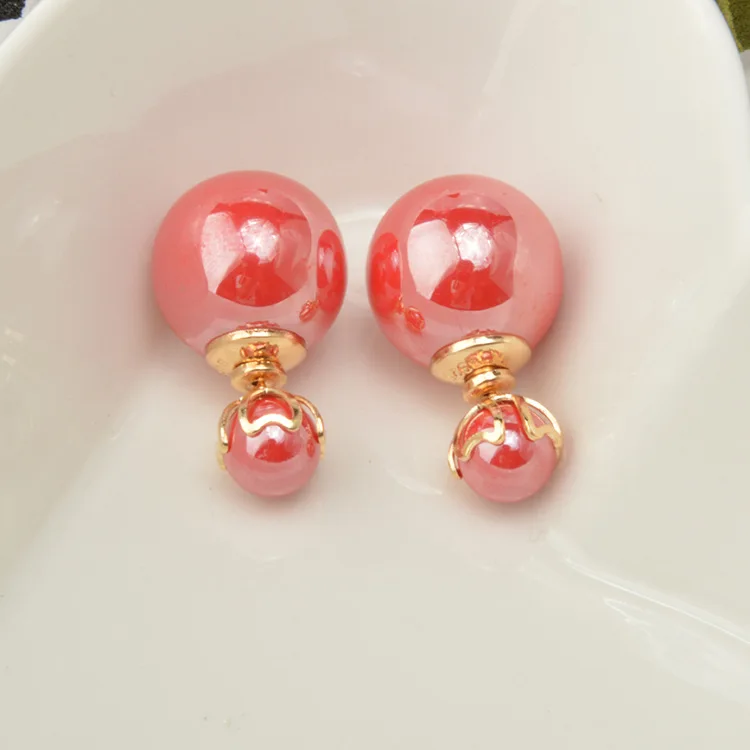 Женские двойные круглые серьги-пусеты MZC розовые золотистые 5 цветов | Украшения и