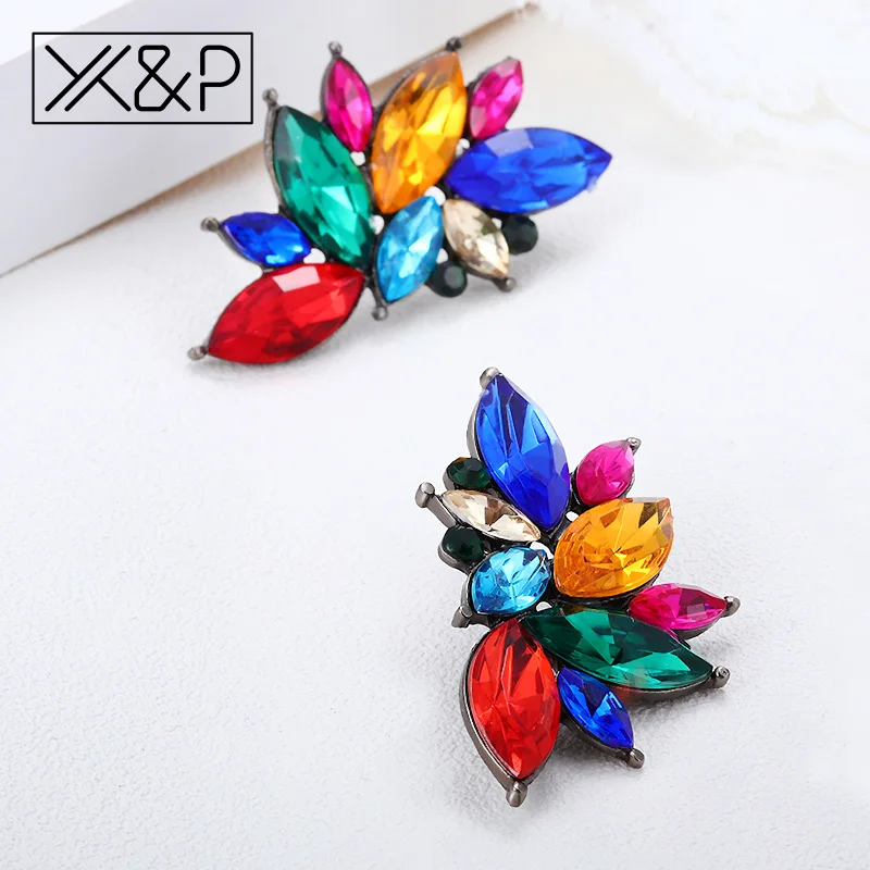 Женские серьги с опаловым камнем X & P модные и элегантные геометрические гвоздики