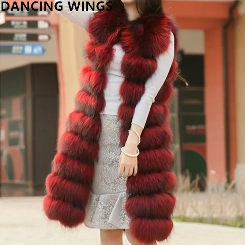 New Fashion Long Real Raccoon Fur Vest Sleeveless Real Fur Jacket Women's Natural Raccoon Fur Waistcoat Gilet