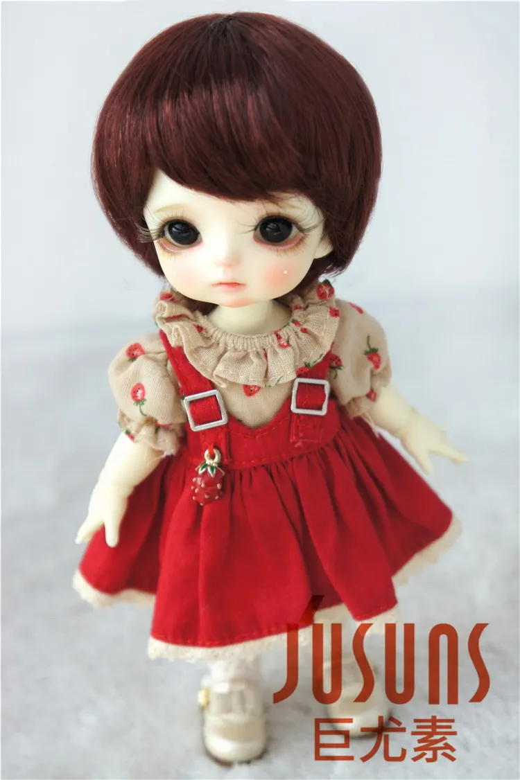 Wine red SM35 D28053 1/8 модные кукольные парики Размер 5-6 дюймов Enfant короткие BJD парики синтетические мохеровые кукольные аксессуары - Цвет: Wine red SM35