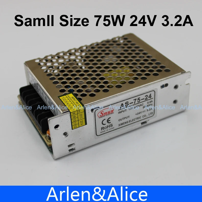 75W 24V 3.2A небольшой объем одиночный выход импульсный источник питания для светодиодной полосы света