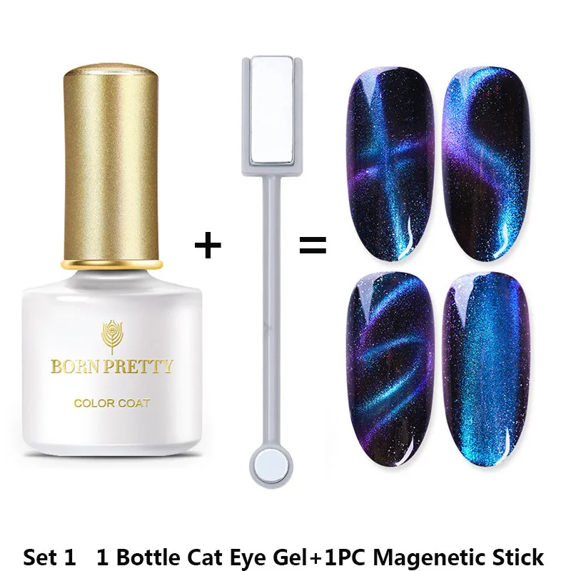 Set 1 BORN PRETTY 6 мл Гель-лак для ногтей магнитный эффект кошачьих глаз УФ-гель гламурный Хамелеон Гель-лак замачиваемый УФ светодиодный лак - Цвет: Set 1