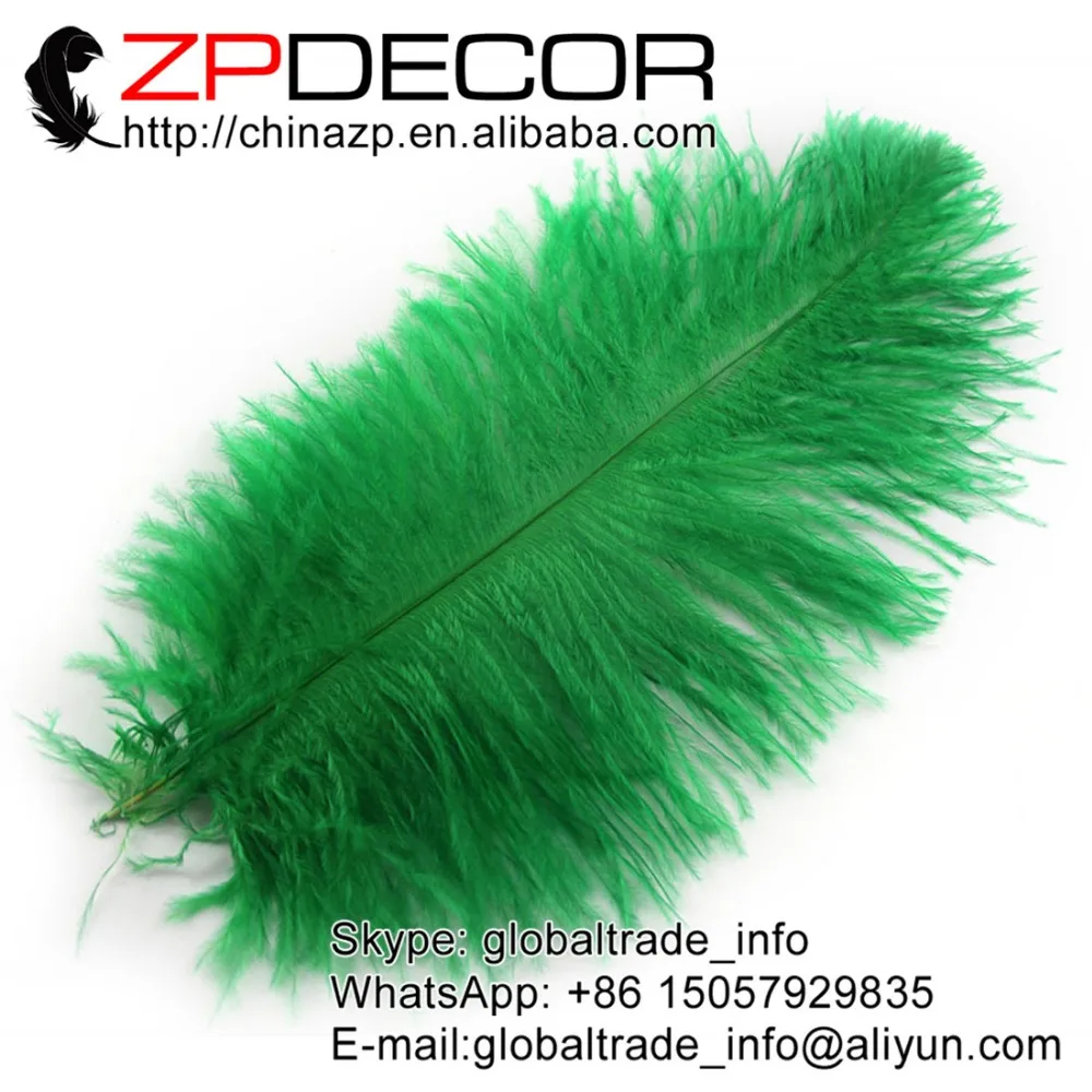 

ZPDECOR 100 pcs/lot 25-30cm(10-12inch)Hand Select Cheap Small Green Dyed Ostrich Plume Wholesalers Feathers