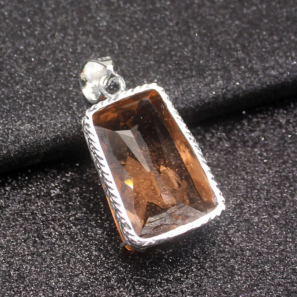 Светящиеся Винтаж Мёд Topaz925 стерлингового серебра Подвески Для женщин подвеска на цепочке Цепочки и ожерелья 20 дюймов