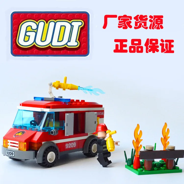 Модели GUDI строительные игрушки совместимые с G9209 156 шт. блоки пожарной машины