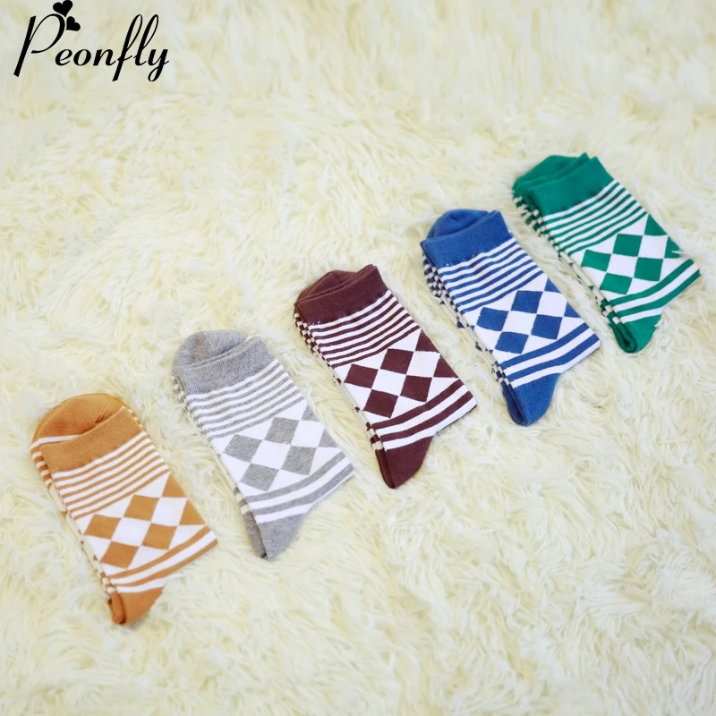 5 пар/лот Цвет s мужские носки в британском стиле клетку раздел для детей градиент