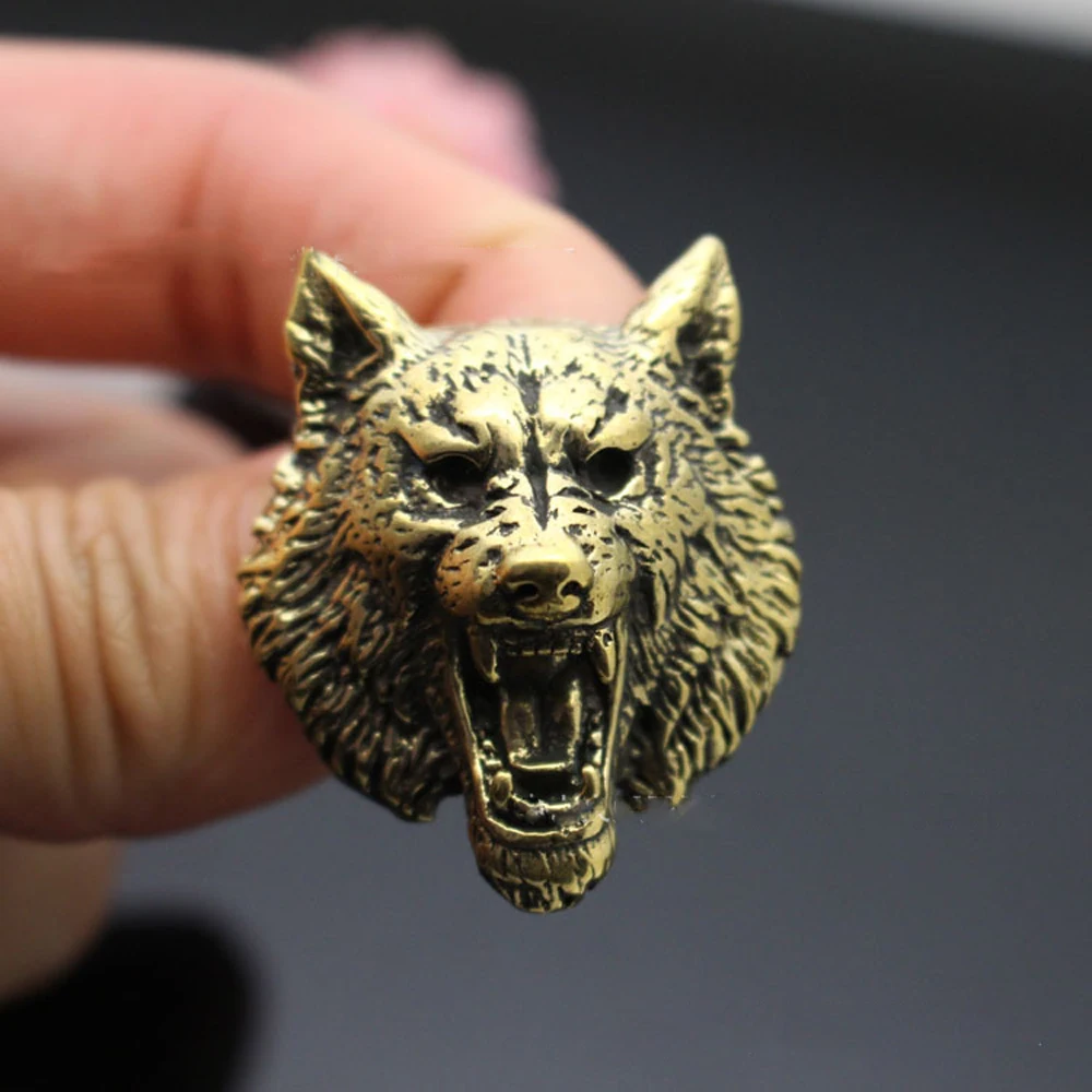 34x28mm 5pcs/lot leather craft solid brass wolf head rivet screws decoration wallet button | Дом и сад