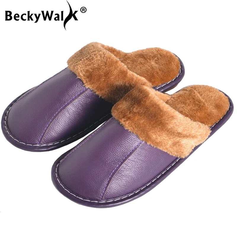 Тапочки BeckyWalk из натуральной кожи для мужчин и женщин домашние тапочки