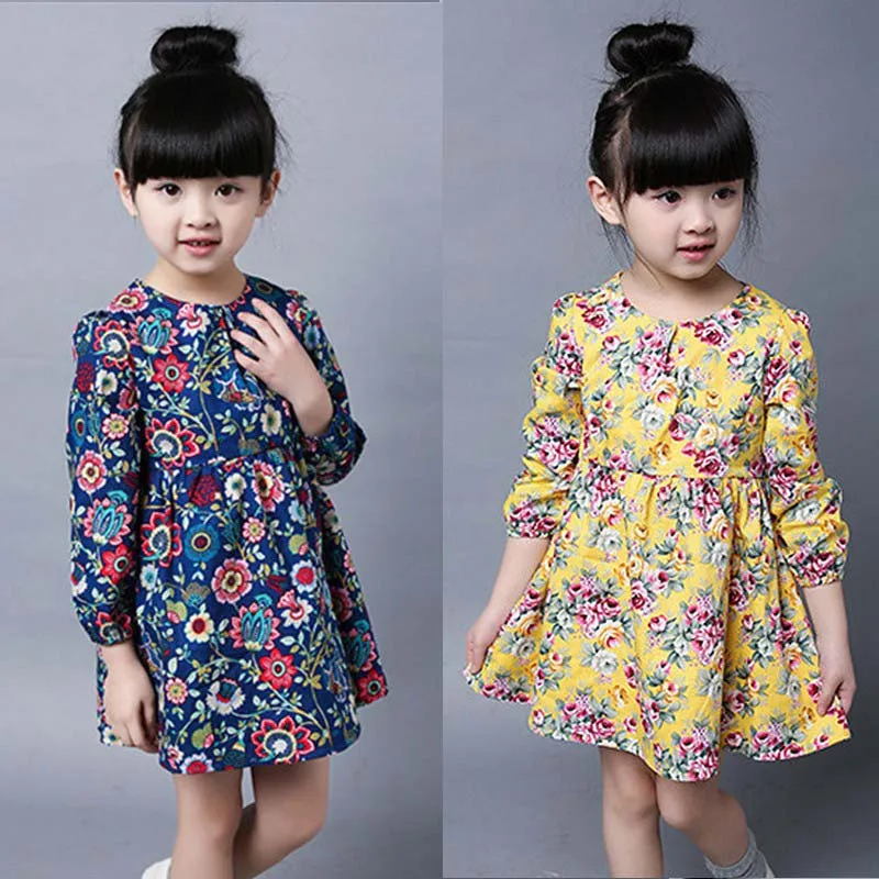 Fashion 2-7Y Toddler Kids Girls Long Sleeve Floral Dress Casual Party Wedding Tutu | Детская одежда и обувь