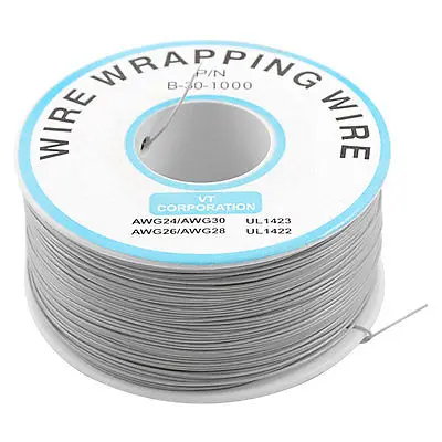 

P/N B-30-1000 30AWG Tin Plated Copper Wire Wrapping Cable Reel Gray 305M