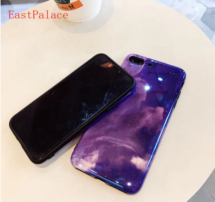 Blu Ray Purple Case for Apple Iphone X XS MAX XR 8 7 6 6S Plus Phone Cases Glitter Outer Space Pattern Couple Back Cover |