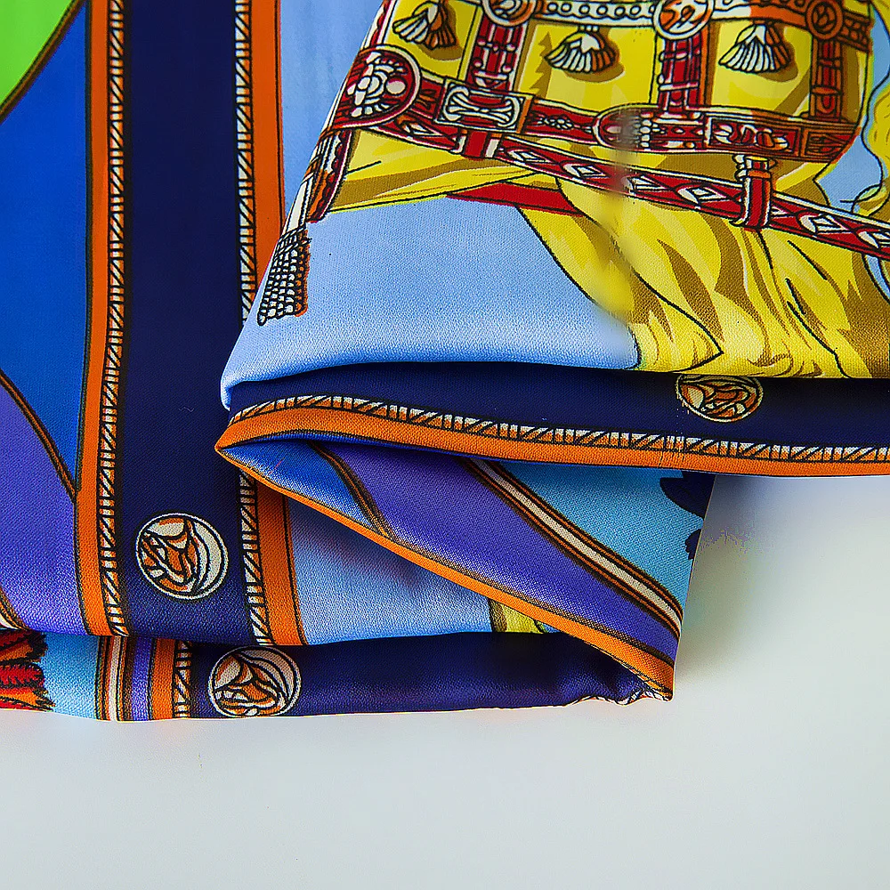 100% Silk Scarf Women Square Scarves 2019 Summer Euro Horses Printed Neckerchief Hijab Lady Bufandas Female Foulard 60X60cm | Аксессуары