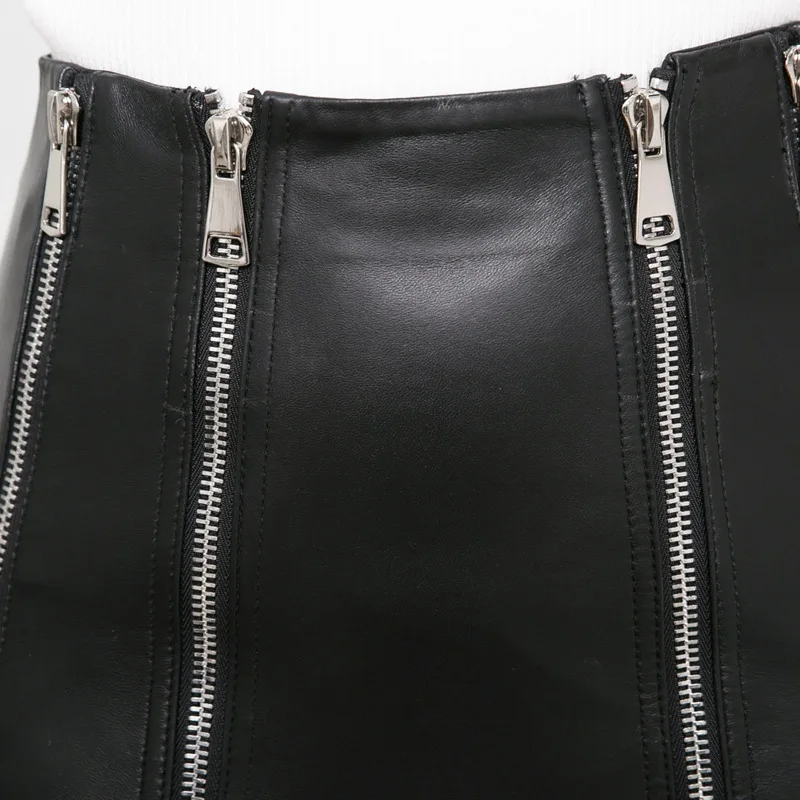 Винтажная элегантная женская Юбка До Колена из натуральной овечьей кожи