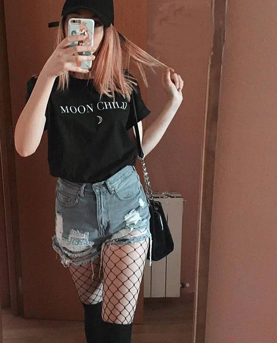 Детская футболка Moon с графическим принтом женские футболки круглым вырезом топы