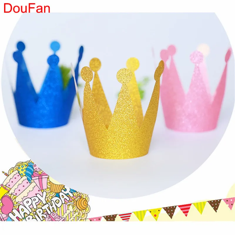 DouFan 6 шт. Милая Корона блестящая золотая розовая шляпа принцессы принца
