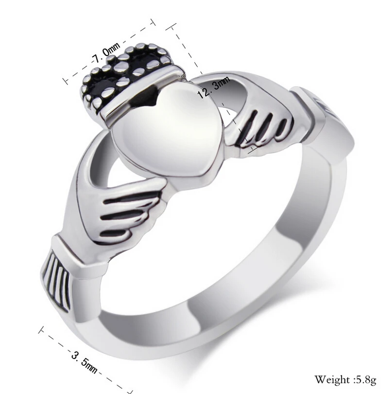 Персонализированное обручальное кольцо Claddagh из нержавеющей стали | Украшения и