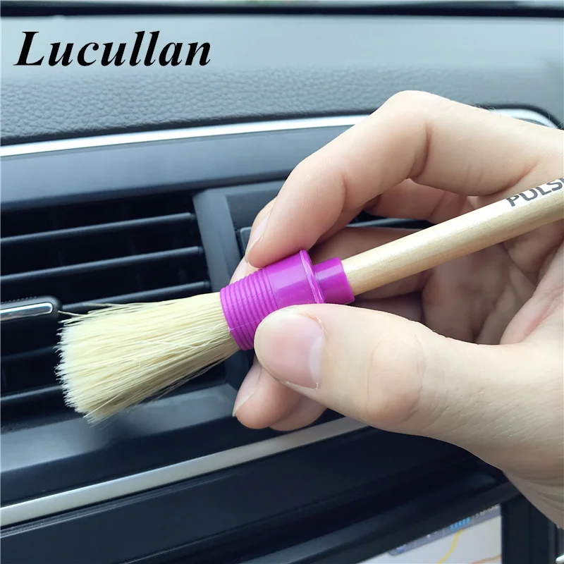 Lucullan 3 шт./лот, деревянная ручка, автомобильные детализаторы, щетки, супер плотные волосы для интерьера, диски, колеса, кондиционеры, инструменты для чистки автомобиля
