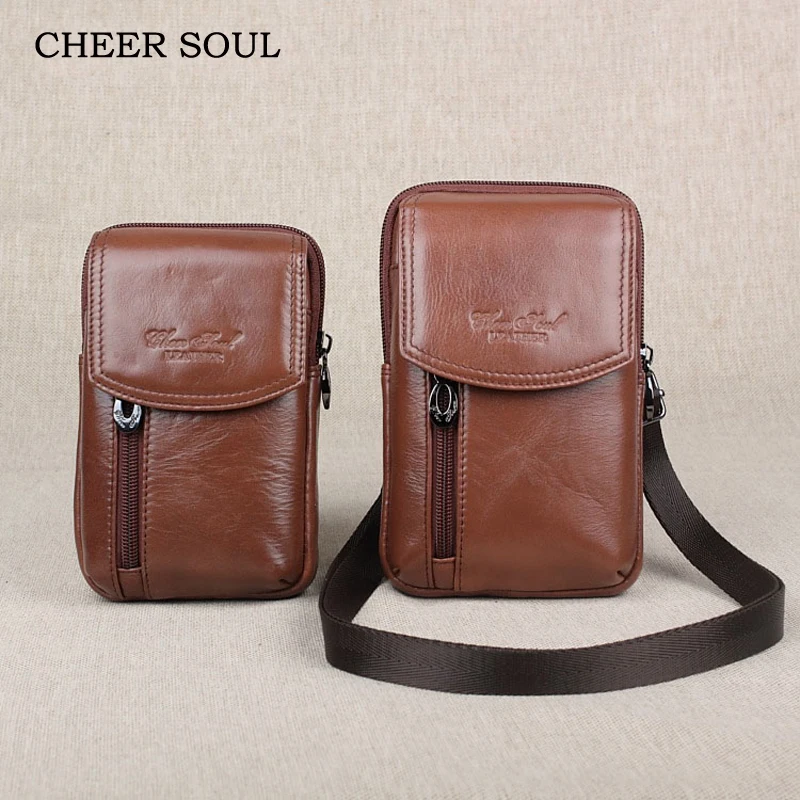 Винтажные Мужские поясные сумки CHEER SOUL Мужская поясная сумка из натуральной кожи