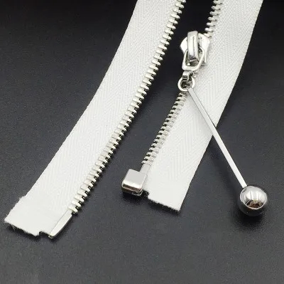 white 45/60/70/80 см кукурузы зуб серебряная металлическая молния для летнее платье разъемная застежка-молния пальто модная сумка на молнии Костюмы аксессуары D674 - Цвет: white