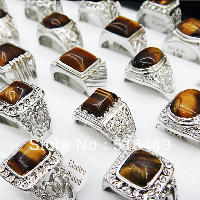 Винтажные 5 шт натуральные камни тигровый глаз Модные мужские кольца бижутерия