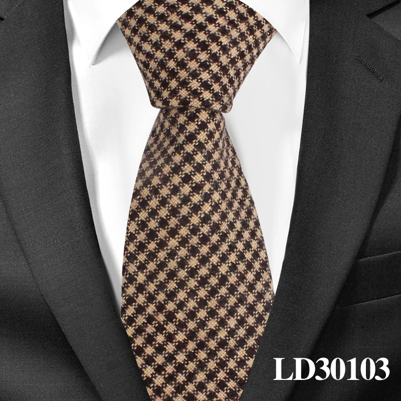 LD30103 Новые шерстяные узкие галстуки, шерстяной галстук для мужчин, костюмы для мужчин, клетчатый полосатый галстук для шеи, галстуки для бизнеса, 7 см ширина, галстуки для жениха - Цвет: LD30103