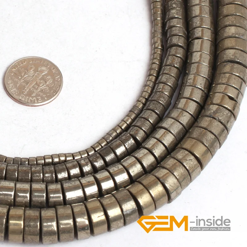 

Rondelle Shape Pyrite Stone Spacer Beads Natural Stone Beads DIY Loose Beads For Jewelry Making Strand 15 Inches Wholesale !