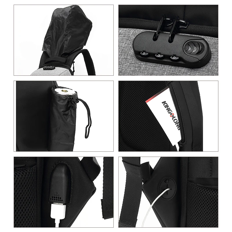 Kingslong Новый Анти-Вор USB для подзарядки ноутбук рюкзак жесткий В виде ракушки