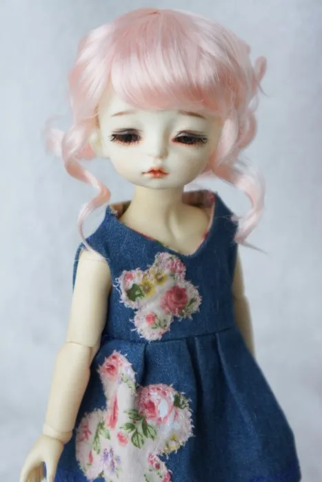 JD261 1/6 YOSD синтетический мохер кукольные парики Updo стиль BJD волосы 6-7 дюймов BJD парики - Цвет: Peach pink