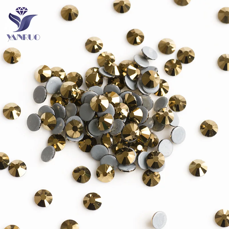 YANRUO 2058HF Aurum Стразы с горячей фиксацией Кристаллы с золотыми кристаллами и камнями с железом для украшения одежды