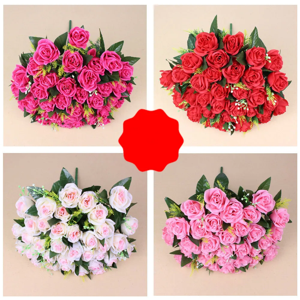 

New 1 Bouquet 36 Head Pretty Roses Artificial Flowers Silk Rose Decorative Flowers Home Decorations for Wedding Valentine's Day