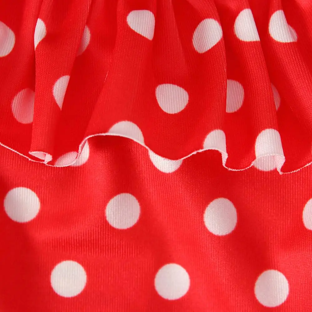 Купальник для девочек 2019 летний купальник на бретелях в горошек с рюшами одежда