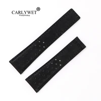 carlywet 22mm black suede real leather replacement wrist watch band strap belt loop no buckle