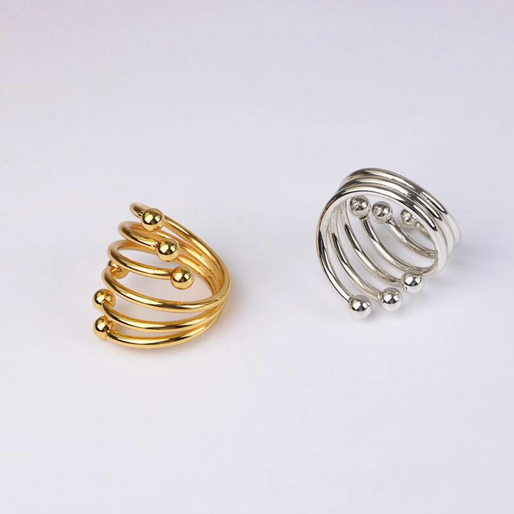 Fashion Round Metal Napkin Ring Buckle Hotel Banquet Six-Bead Spring Wedding Birthday Party Supplier | Дом и сад
