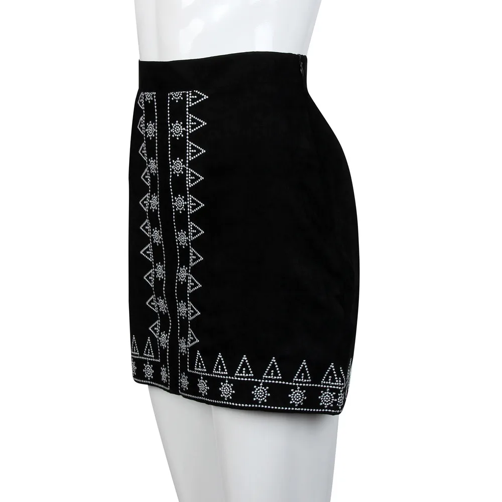 Женская замшевая тканевая юбка тонкая бесшовная стрейчевая короткая B #|Женские