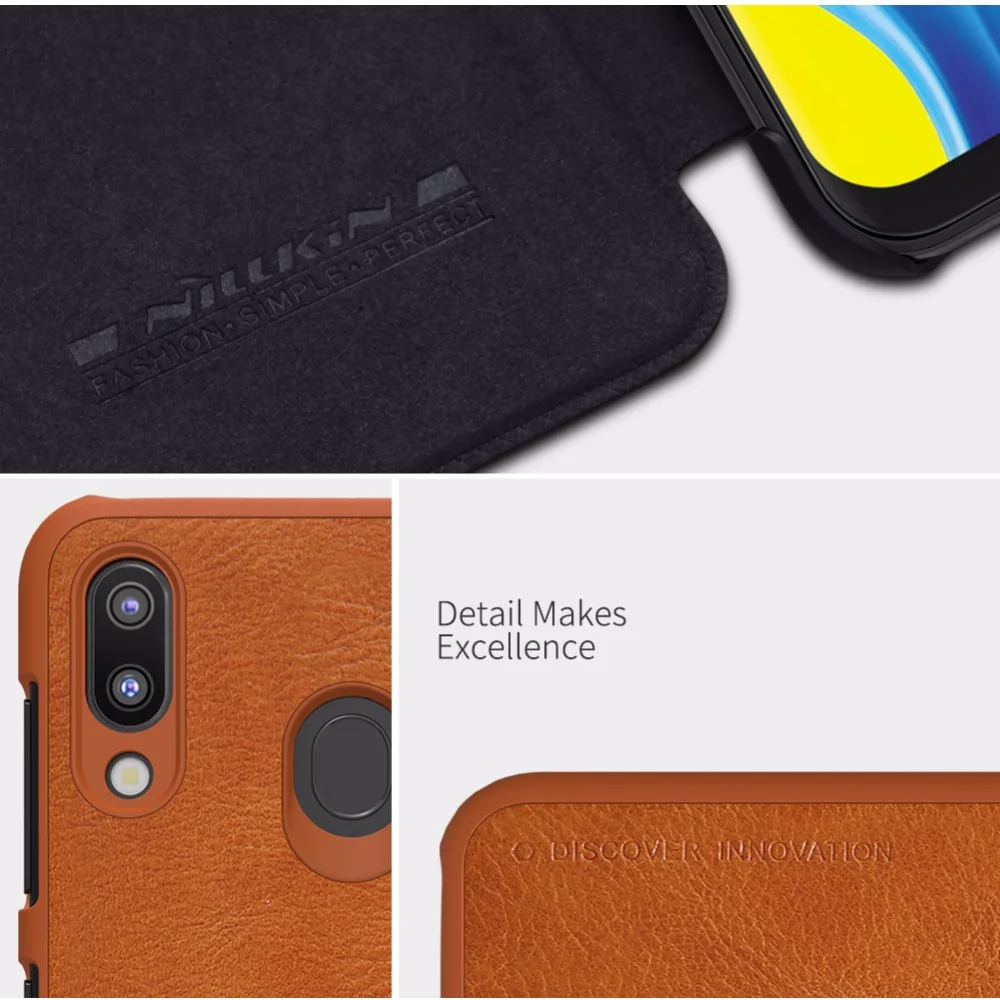 Кожаный чехол для Samsung Galaxy M20 Nillkin QIN защитный флип-чехол с карманом карт |
